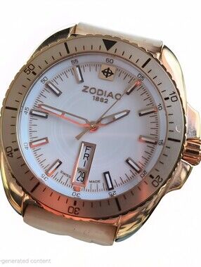 Zodiac Rose Gold and White Day-Date Men's/women/unisex Watch Luxury